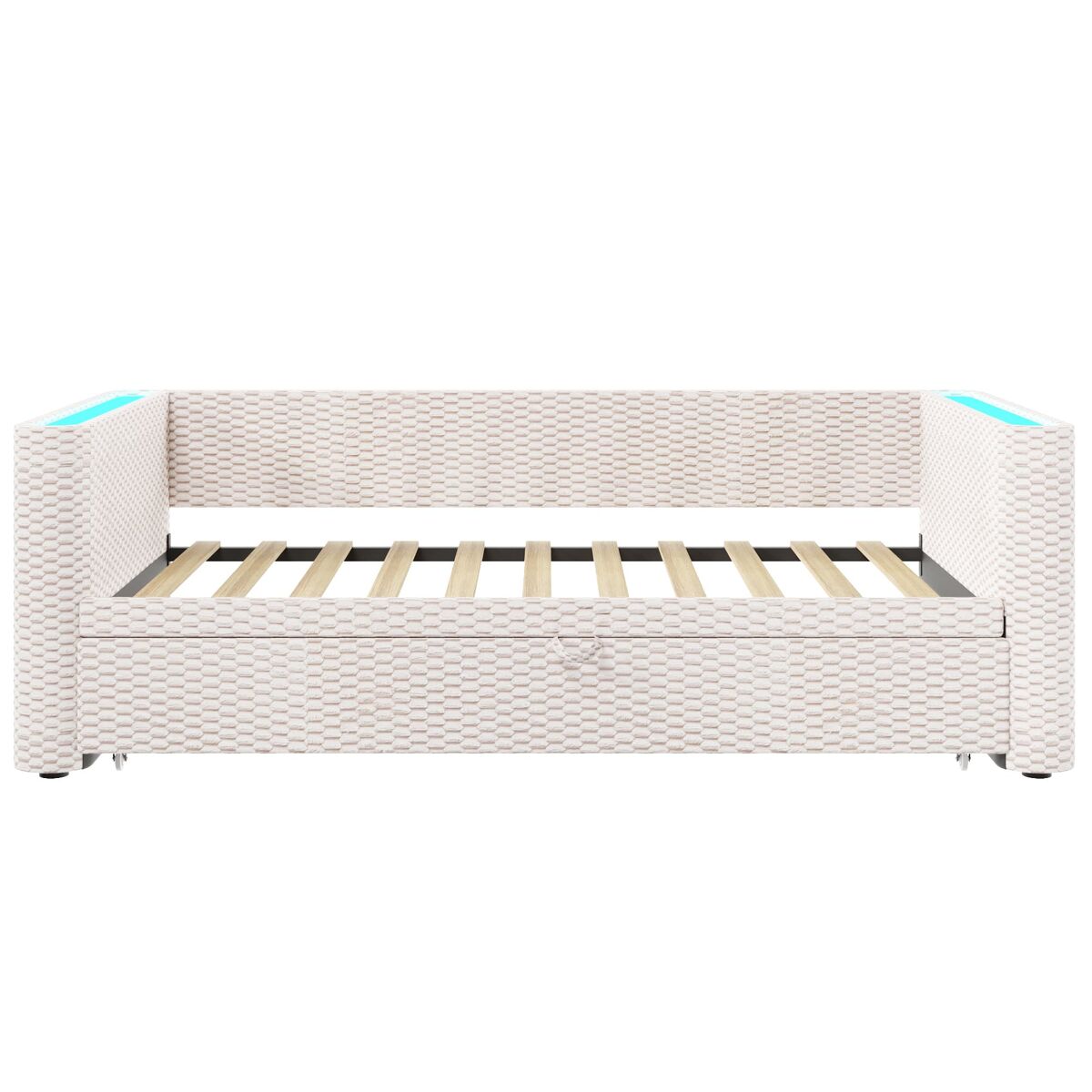 Cama día 90x200 cm - sofá cama multifuncional con barra led - beige