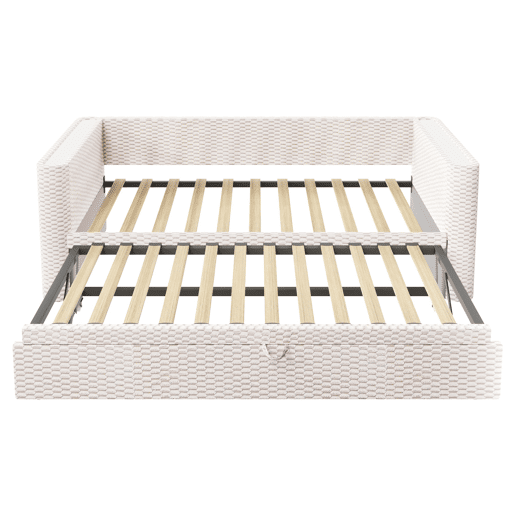 Cama de dia 90x200 cm - Sofá-cama multifuncional com barra LED - Bege