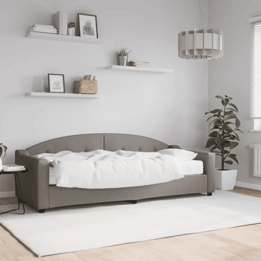 Sofá-cama, Sofá conversível com colchão 80x200 cm tecido cinzento-acastanhado