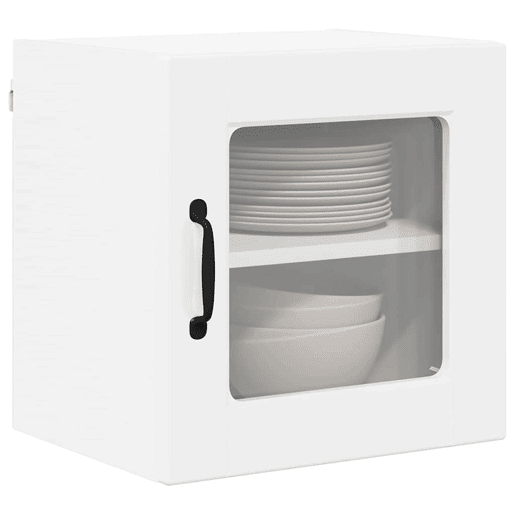Lote de 2 Armários de cozinha suspendidos - Cozinha modular Colgantes com porta Branco Brilhante