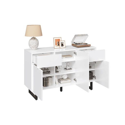 Aparador 120 cm - Grande capacidade de armazenamento, gavetas e portas - Branco