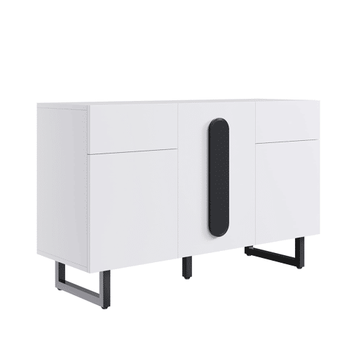 Aparador 120 cm - Grande capacidade de armazenamento, gavetas e portas - Branco