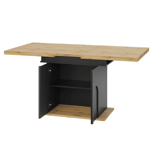 Mesa de jantar extensível 110-140x80 cm - dobrável, 4-6 pessoas, com arrumação - pretanatural Mesa de jantar extensível 110-140x80 cm - dobrável, 4-6 pessoas, com arrumação - pretanatural
