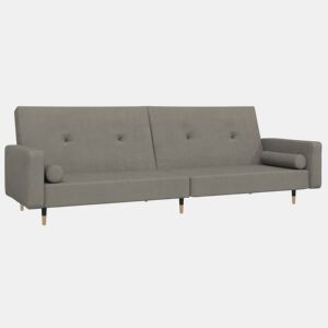 Sofá-cama, Sofá conversível 2 lugares com duas almofadas veludo cinzento-claro