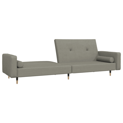 Sofá-cama, Sofá conversível 2 lugares com duas almofadas veludo cinzento-claro
