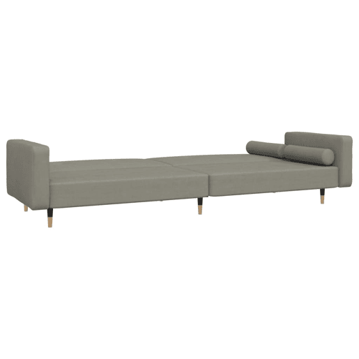 Sofá-cama, Sofá conversível 2 lugares com duas almofadas veludo cinzento-claro