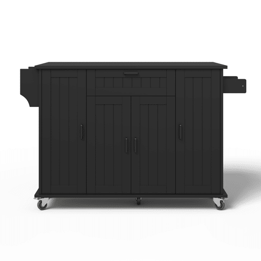 Ilha de cozinha 120x45(70)x95 - 4 portas, 1 gaveta, prateleiras para especiarias, toalheiros duplos - Preto Ilha de cozinha 120x45(70)x95 - 4 portas, 1 gaveta, prateleiras para especiarias, toalheiros duplos - Preto