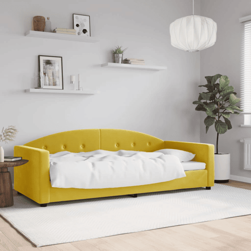 Sofá-cama, Sofá conversível 90x200 cm veludo amarelo Sofá-cama, Sofá conversível 90x200 cm veludo amarelo