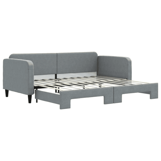 Sofá-cama, Sofá conversível com gavetão 90x200 cm tecido cinzento-claro Sofá-cama, Sofá conversível com gavetão 90x200 cm tecido cinzento-claro