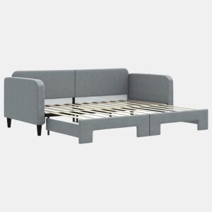 Sofá-cama, Sofá conversível com gavetão 90x200 cm tecido cinzento-claro