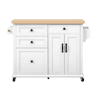 Ilha de cozinha móvel 100 cm - com rodas, mesa extensível e gavetas multifuncionais - Branco