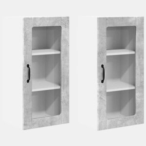Lote de 2 Armários de cozinha suspendidos - Cozinha modular Colgantes Cinzento 40 x 31 x 80 cm