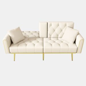 Sofá-cama duplo reclinável para 2 pessoas - 3 posições ajustáveis, com porta-copos - Bege