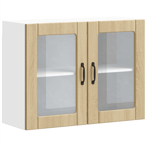 Armário de parede de cozinha - Cozinha modular porta vidro carvalho sonoma