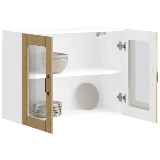 Armário de parede de cozinha - Cozinha modular porta vidro carvalho sonoma