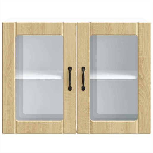 Armário de parede de cozinha - Cozinha modular porta vidro carvalho sonoma
