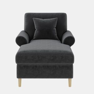 Poltrona Relax XXL - Poltrona de leitura, reclinável, de veludo - Cinza