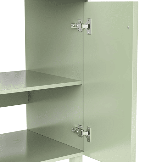 Móvel de casa de banho 81,7 cm - Lavatório cerâmico, arrumação multifuncional, pés em madeira, design moderno - Verde Móvel de casa de banho 81,7 cm - Lavatório cerâmico, arrumação multifuncional, pés em madeira, design moderno - Verde