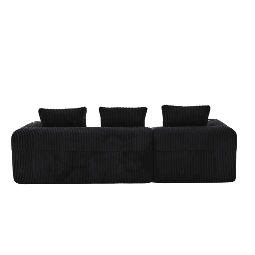 Sofá compacto de 4 lugares - Modular, com bolso lateral e suporte para bebidas - Preto