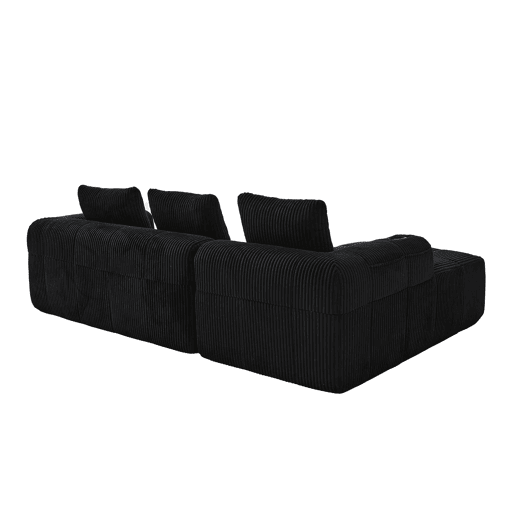 Sofá compacto de 4 lugares - Modular, com bolso lateral e suporte para bebidas - Preto