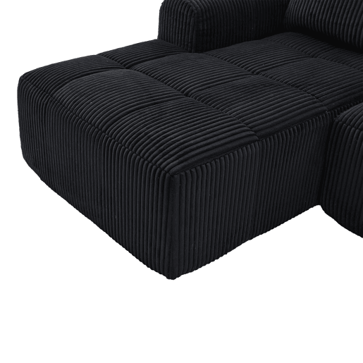 Sofá compacto de 4 lugares - Modular, com bolso lateral e suporte para bebidas - Preto