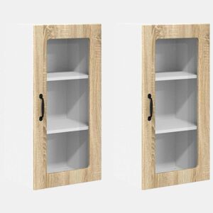 Lote de 2 Armários de cozinha suspendidos - Cozinha modular Colgantes com porta Carvalho Sonoma