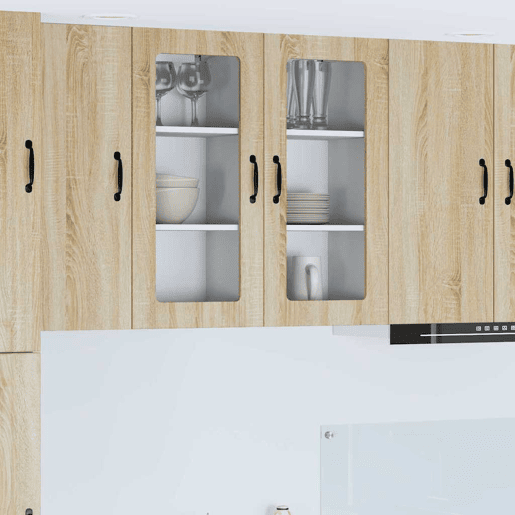 Lote de 2 Armários de cozinha suspendidos - Cozinha modular Colgantes com porta Carvalho Sonoma