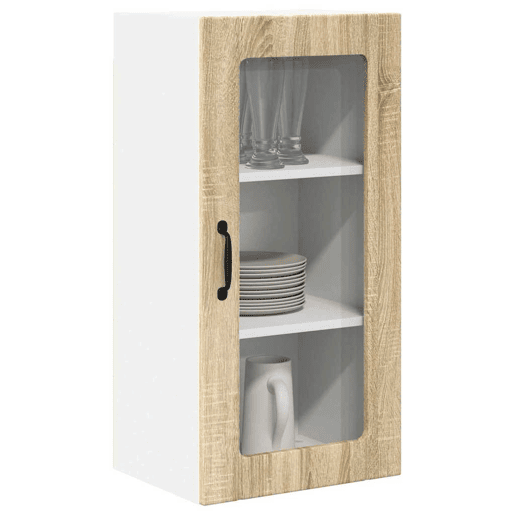Lote de 2 Armários de cozinha suspendidos - Cozinha modular Colgantes com porta Carvalho Sonoma