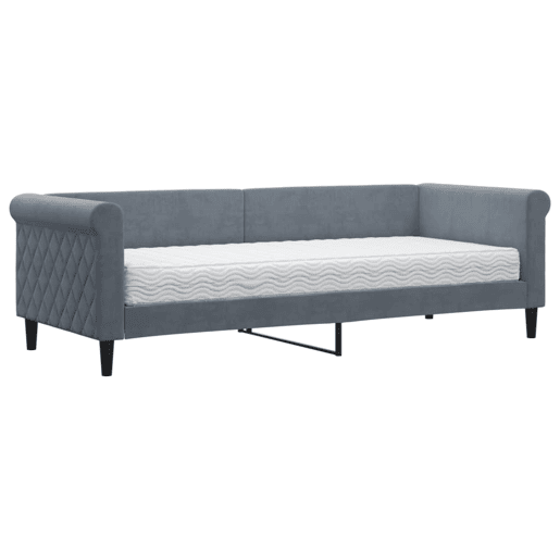 Sofá-cama, Sofá conversível com colchão 80x200 cm veludo cinzento-escuro