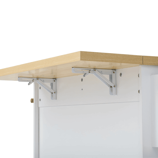 Ilha de cozinha móvel - Com rodas, mesa extensível, arrumação e porta-copos - Branco Ilha de cozinha móvel - Com rodas, mesa extensível, arrumação e porta-copos - Branco