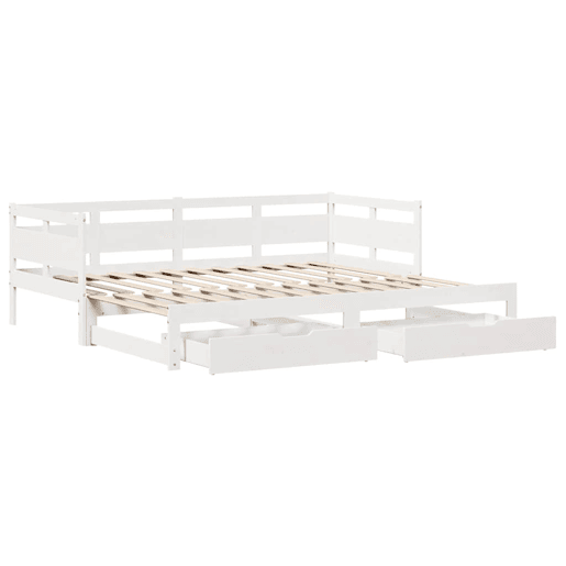 Sofá-cama, Sofá conversível com gavetão e gavetas sem colchão 90x190 cm branco