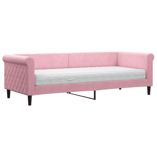 Sofá-cama, Sofá conversível com colchão 80x200 cm veludo rosa