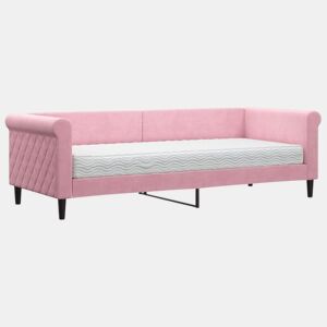Sofá-cama, Sofá conversível com colchão 80x200 cm veludo rosa