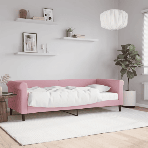 Sofá-cama, Sofá conversível com colchão 80x200 cm veludo rosa