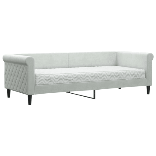 Sofá-cama, Sofá conversível com colchão 80x200 cm veludo cinzento-claro