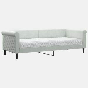 Sofá-cama, Sofá conversível com colchão 80x200 cm veludo cinzento-claro