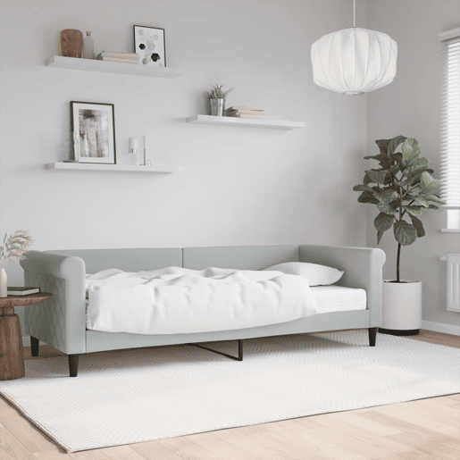 Sofá-cama, Sofá conversível com colchão 80x200 cm veludo cinzento-claro