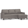 Sofá 3 lugares - Sofá fixo com apoio de pés 180 cm tecido cinza-acastanhado