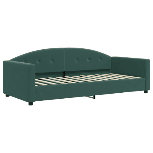 Sofá-cama, Sofá conversível 90x200 cm veludo verde-escuro