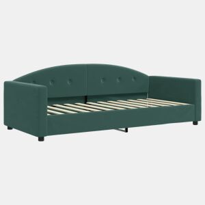 Sofá-cama, Sofá conversível 90x200 cm veludo verde-escuro