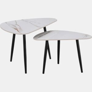 Conjunto de 2 mesas de centro encaixáveis ??em cerâmica Terra - 49 x 79 x 56 cm - Branco