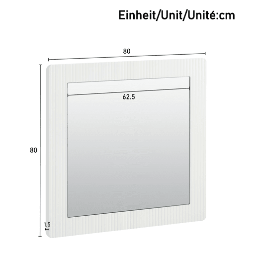 Espelho de parede quadrado 80x80 cm - moldura em madeira branca, design moderno e intemporal - branco