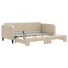 Sofá-cama, Sofá conversível com gavetão 90x200 cm tecido cor creme