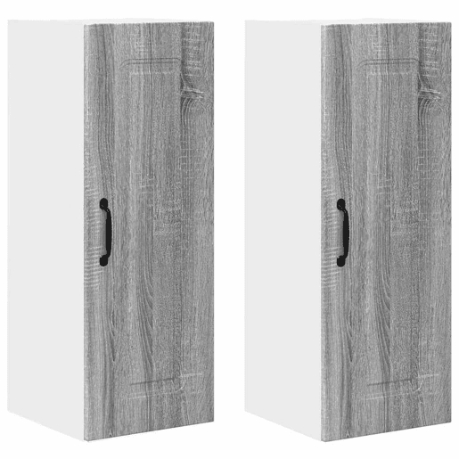 Lote de 2 Armários de cozinha suspendidos - Cozinha modular Colgantes Cinza Sonoma 30 x 31 x 80 cm