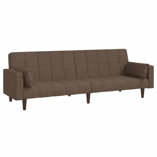 Sofá-cama, Sofá conversível 2 lugares c duas almofadas tecido cinza-acastanhado
