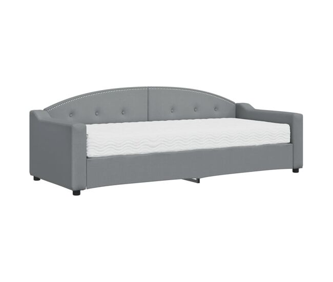 Sofá cama - sofá convertible con colchón tela gris claro 80x200 cm