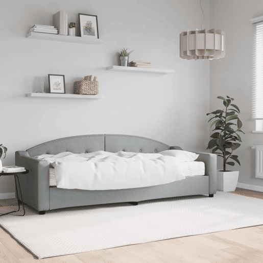 Sofá-cama, Sofá conversível com colchão 80x200 cm tecido cinzento-claro Sofá-cama, Sofá conversível com colchão 80x200 cm tecido cinzento-claro