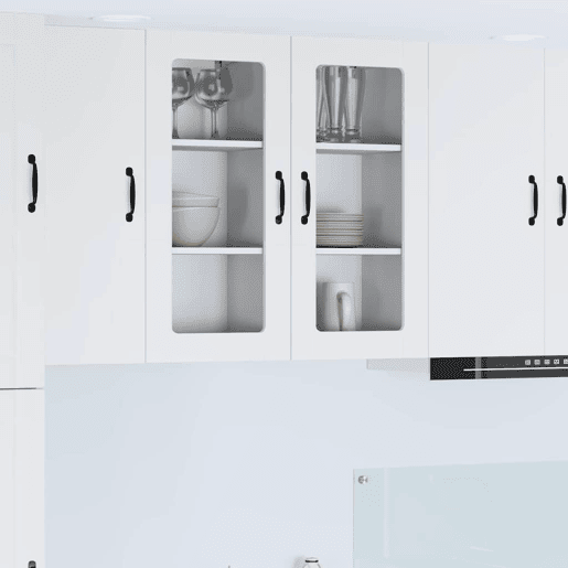 Lote de 2 Armários de cozinha suspendidos - Cozinha modular Colgantes com porta Branco Brilhante