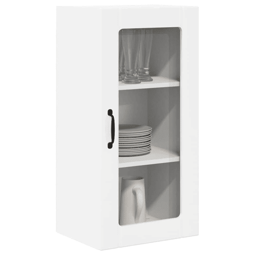 Lote de 2 Armários de cozinha suspendidos - Cozinha modular Colgantes com porta Branco Brilhante