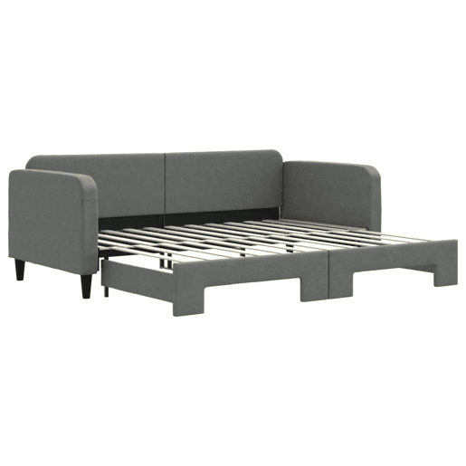 Sofá-cama, Sofá conversível com gavetão 90x200 cm tecido cinzento-escuro